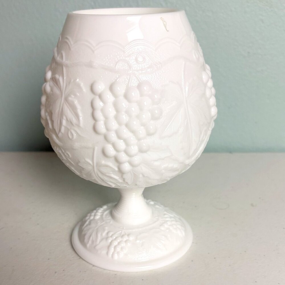 Imperial Grape & Ivy Milk Glass Brandy Snifter Large Vintage